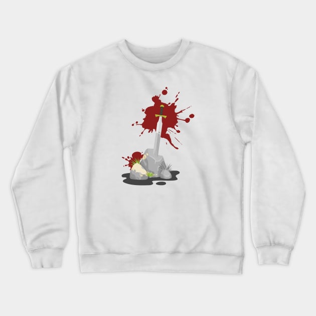 Sword in Stone Red Ink Crewneck Sweatshirt by Wolfkin Design